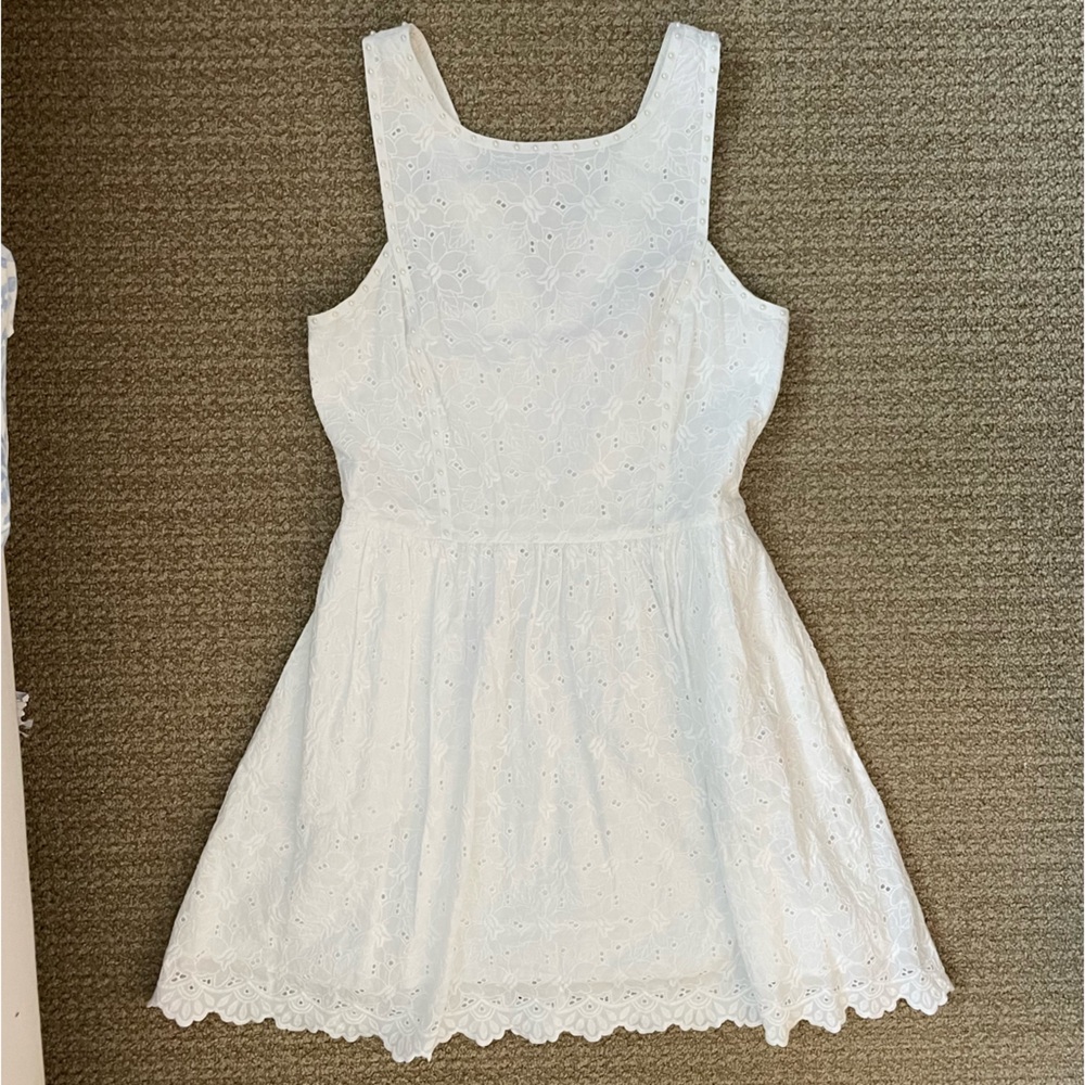 Lilly Pulitzer Sandrine Eyelet Lace Dress Pearl Trim Resort White Size 6